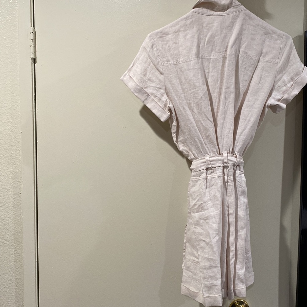 Cloth & Stone Rolled Hem Tie Waist Short Sleeve Pocket Utility Romper - Picture 4 of 5